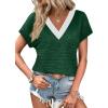 image:imageWIHOLL Blouses for Women Dressy Casual Summer Tops Short Sleeve Shirts Business Casual T Shirts Beach Vacation ClothesGreen