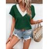 image:imageWIHOLL Blouses for Women Dressy Casual Summer Tops Short Sleeve Shirts Business Casual T Shirts Beach Vacation ClothesGreen