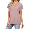 image:imageWIHOLL Blouses for Women Dressy Casual Summer Tops Short Sleeve Shirts Business Casual T Shirts Beach Vacation ClothesPink