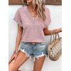 image:imageWIHOLL Blouses for Women Dressy Casual Summer Tops Short Sleeve Shirts Business Casual T Shirts Beach Vacation ClothesPink