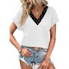 image:imageWIHOLL Blouses for Women Dressy Casual Summer Tops Short Sleeve Shirts Business Casual T Shirts Beach Vacation ClothesPolka Dots