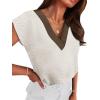 image:imageWIHOLL Blouses for Women Dressy Casual Summer Tops Short Sleeve Shirts Business Casual T Shirts Beach Vacation ClothesWhite