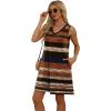 image:imageWIHOLL Boho Dresses for Women 2025 Summer Dresses Loose V Neck Swing T Shirt Dress Sundresses with Pockets Floral Striped S