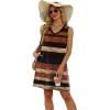 image:imageWIHOLL Boho Dresses for Women 2025 Summer Dresses Loose V Neck Swing T Shirt Dress Sundresses with Pockets Floral Striped S