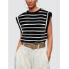 image:imageWIHOLL Cap Sleeve Tops for Women Summer Top Basic Tee Shirts Business Casual Tank Loose Fit 2026 FashionE  White Stripe
