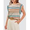 image:imageWIHOLL Cap Sleeve Tops for Women Summer Top Basic Tee Shirts Business Casual Tank Loose Fit 2026 FashionF  Stripedorange