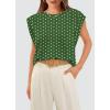 image:imageWIHOLL Cap Sleeve Tops for Women Summer Top Basic Tee Shirts Business Casual Tank Loose Fit 2026 FashionG  Green Polka Dots