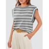 image:imageWIHOLL Cap Sleeve Tops for Women Summer Top Basic Tee Shirts Business Casual Tank Loose Fit 2026 FashionG  Greywhite Stripe