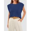 image:imageWIHOLL Cap Sleeve Tops for Women Summer Top Basic Tee Shirts Business Casual Tank Loose Fit 2026 FashionO  Navy Blue
