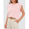 image:imageWIHOLL Cap Sleeve Tops for Women Summer Top Basic Tee Shirts Business Casual Tank Loose Fit 2026 FashionP  Pinkwhite Stripe