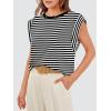 image:imageWIHOLL Cap Sleeve Tops for Women Summer Top Basic Tee Shirts Business Casual Tank Loose Fit 2026 FashionQ  Blackwhite Stripe