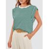 image:imageWIHOLL Cap Sleeve Tops for Women Summer Top Basic Tee Shirts Business Casual Tank Loose Fit 2026 FashionR  Greenwhite Stripe