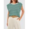 image:imageWIHOLL Cap Sleeve Tops for Women Summer Top Basic Tee Shirts Business Casual Tank Loose Fit 2026 FashionR  Greenwhite Stripe