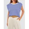 image:imageWIHOLL Cap Sleeve Tops for Women Summer Top Basic Tee Shirts Business Casual Tank Loose Fit 2026 FashionT  Bluewhite Stripe