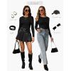 image:imageWIHOLL Long Sleeve Shirts for Women Fall Fashion Thermal Shirts Rib Knit Winter Clothing Warm Undershirts Basic TShirts0black