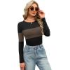 image:imageWIHOLL Long Sleeve Shirts for Women Fall Fashion Thermal Shirts Rib Knit Winter Clothing Warm Undershirts Basic TShirts0brown Stripes