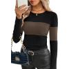 image:imageWIHOLL Long Sleeve Shirts for Women Fall Fashion Thermal Shirts Rib Knit Winter Clothing Warm Undershirts Basic TShirts0brown Stripes
