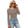 image:imageWIHOLL Long Sleeve Shirts for Women Fall Fashion Thermal Shirts Rib Knit Winter Clothing Warm Undershirts Basic TShirts0coffee Stripes