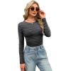 image:imageWIHOLL Long Sleeve Shirts for Women Fall Fashion Thermal Shirts Rib Knit Winter Clothing Warm Undershirts Basic TShirts0grey Black Stripes