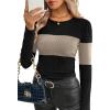 image:imageWIHOLL Long Sleeve Shirts for Women Fall Fashion Thermal Shirts Rib Knit Winter Clothing Warm Undershirts Basic TShirts0khaki Stripes