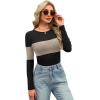 image:imageWIHOLL Long Sleeve Shirts for Women Fall Fashion Thermal Shirts Rib Knit Winter Clothing Warm Undershirts Basic TShirts0khaki Stripes