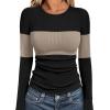 image:imageWIHOLL Long Sleeve Shirts for Women Fall Fashion Thermal Shirts Rib Knit Winter Clothing Warm Undershirts Basic TShirts0khaki Stripes