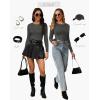 image:imageWIHOLL Long Sleeve Shirts for Women Fall Fashion Thermal Shirts Rib Knit Winter Clothing Warm Undershirts Basic TShirts1grey