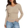 image:imageWIHOLL Long Sleeve Shirts for Women Fall Fashion Thermal Shirts Rib Knit Winter Clothing Warm Undershirts Basic TShirts1khaki