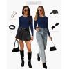 image:imageWIHOLL Long Sleeve Shirts for Women Fall Fashion Thermal Shirts Rib Knit Winter Clothing Warm Undershirts Basic TShirts2navy Blue