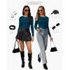 image:imageWIHOLL Long Sleeve Shirts for Women Fall Fashion Thermal Shirts Rib Knit Winter Clothing Warm Undershirts Basic TShirts3turquoise