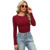 image:imageWIHOLL Long Sleeve Shirts for Women Fall Fashion Thermal Shirts Rib Knit Winter Clothing Warm Undershirts Basic TShirts5wine Red