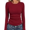 image:imageWIHOLL Long Sleeve Shirts for Women Fall Fashion Thermal Shirts Rib Knit Winter Clothing Warm Undershirts Basic TShirts5wine Red