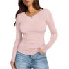 image:imageWIHOLL Long Sleeve Shirts for Women Fall Fashion Thermal Shirts Rib Knit Winter Clothing Warm Undershirts Basic TShirts6light Pink