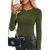 image:imageWIHOLL Long Sleeve Shirts for Women Fall Fashion Thermal Shirts Rib Knit Winter Clothing Warm Undershirts Basic TShirts6olive Green