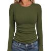 image:imageWIHOLL Long Sleeve Shirts for Women Fall Fashion Thermal Shirts Rib Knit Winter Clothing Warm Undershirts Basic TShirts6olive Green