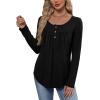 image:imageWIHOLL Long Sleeve Shirts for Women Fall Outfits 2025 Crewneck Casual Tunic Tops Trendy Blouses Fashion Clothing0black