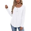 image:imageWIHOLL Long Sleeve Shirts for Women Fall Outfits 2025 Crewneck Casual Tunic Tops Trendy Blouses Fashion Clothing0white