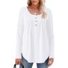 image:imageWIHOLL Long Sleeve Shirts for Women Fall Outfits 2025 Crewneck Casual Tunic Tops Trendy Blouses Fashion Clothing0white