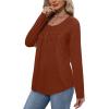 image:imageWIHOLL Long Sleeve Shirts for Women Fall Outfits 2025 Crewneck Casual Tunic Tops Trendy Blouses Fashion Clothing2caramel