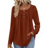 image:imageWIHOLL Long Sleeve Shirts for Women Fall Outfits 2025 Crewneck Casual Tunic Tops Trendy Blouses Fashion Clothing2caramel