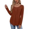 image:imageWIHOLL Long Sleeve Shirts for Women Fall Outfits 2025 Crewneck Casual Tunic Tops Trendy Blouses Fashion Clothing2caramel