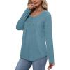 image:imageWIHOLL Long Sleeve Shirts for Women Fall Outfits 2025 Crewneck Casual Tunic Tops Trendy Blouses Fashion Clothing3teal