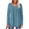 image:imageWIHOLL Long Sleeve Shirts for Women Fall Outfits 2025 Crewneck Casual Tunic Tops Trendy Blouses Fashion Clothing3teal