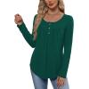 image:imageWIHOLL Long Sleeve Shirts for Women Fall Outfits 2025 Crewneck Casual Tunic Tops Trendy Blouses Fashion Clothing4green