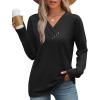 image:imageWIHOLL Long Sleeve Shirts for Women Fall Outfits V Neck T Shirts Button Down Tunic Tops Fashion Clothing0black