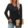 image:imageWIHOLL Long Sleeve Shirts for Women Fall Outfits V Neck T Shirts Button Down Tunic Tops Fashion Clothing0black