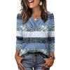 image:imageWIHOLL Long Sleeve Shirts for Women Fall Outfits V Neck T Shirts Button Down Tunic Tops Fashion Clothing0blue Stripes