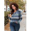 image:imageWIHOLL Long Sleeve Shirts for Women Fall Outfits V Neck T Shirts Button Down Tunic Tops Fashion Clothing0blue Stripes