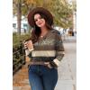 image:imageWIHOLL Long Sleeve Shirts for Women Fall Outfits V Neck T Shirts Button Down Tunic Tops Fashion Clothing0brown Stripe