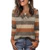 image:imageWIHOLL Long Sleeve Shirts for Women Fall Outfits V Neck T Shirts Button Down Tunic Tops Fashion Clothing0orange Stripes